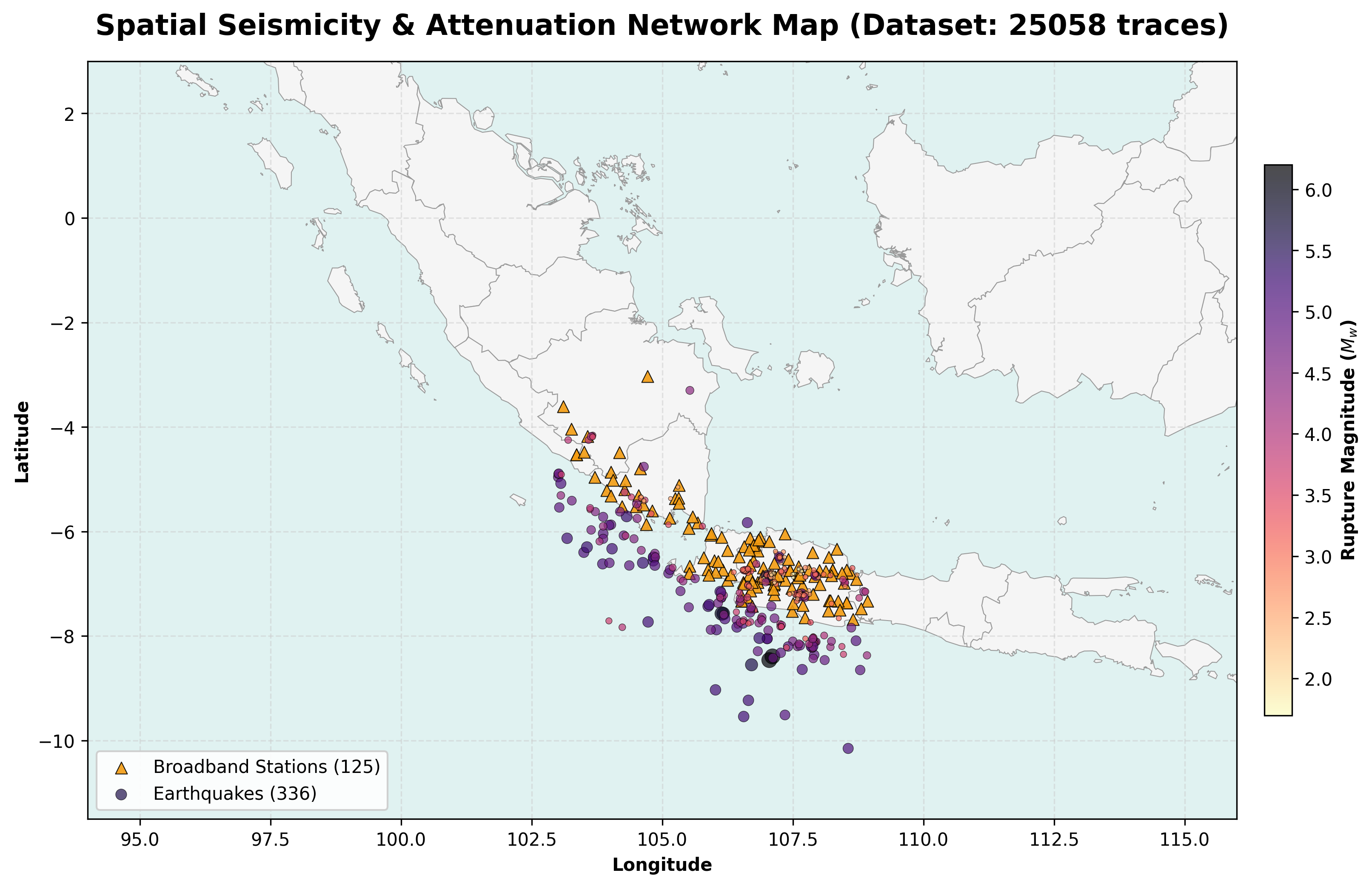 Java-Sunda seismicity map